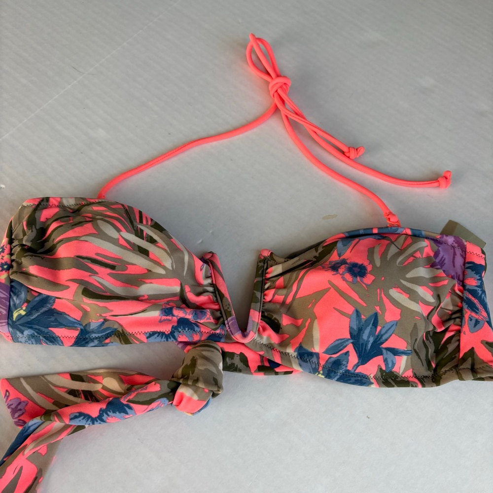 Women's American Eagle Tropical palm floral print Bikini Set Pink Floral Size S - Picture 2 of 16